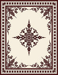 Elegant Burgundy Scrollwork Floral Rug
