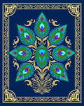 Ornate Peacock Feather Mandala Design Rug