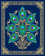 Ornate Peacock Feather Mandala Design Rug