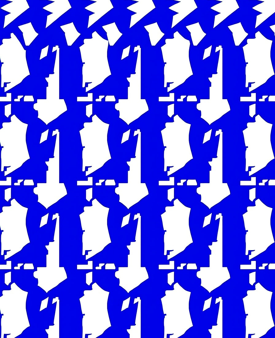 Bold Blue Abstract Geometric Pattern Rug