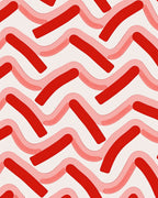 Red Pink Wavy Stripe Design Rug