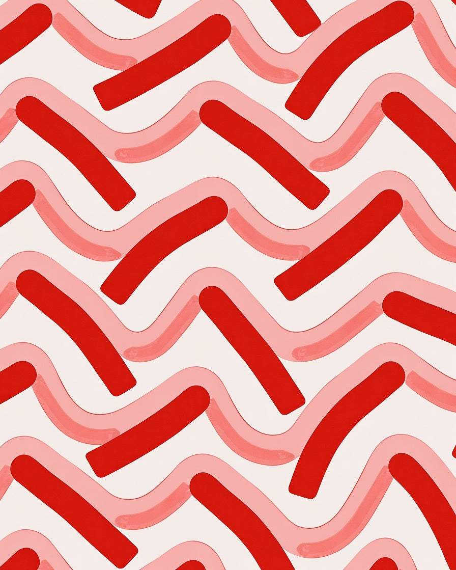 Red Pink Wavy Stripe Design Rug