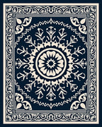 Ornate Floral Medallion Bordered Design Rug