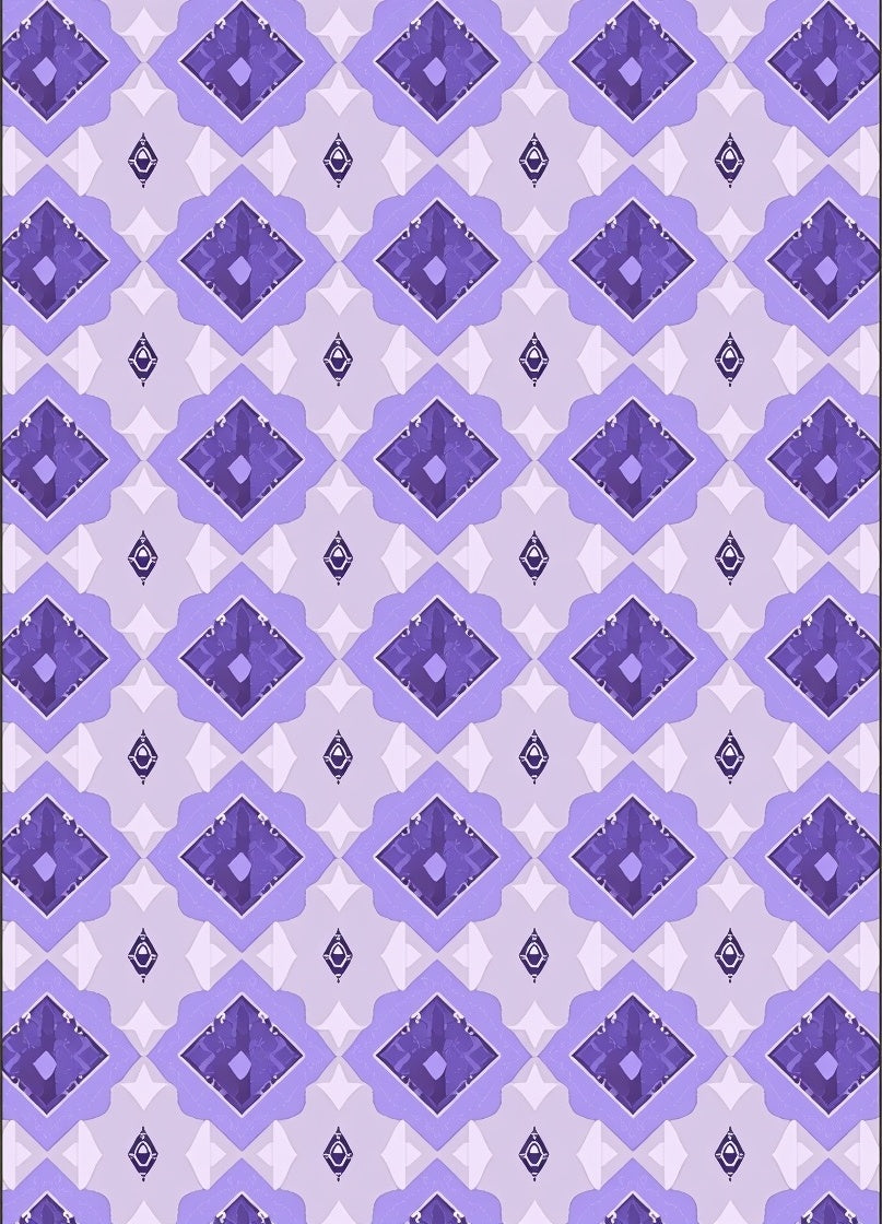 Regal Lavender Geometric Diamond Pattern Rug