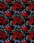 Dramatic Red Roses Black Floral Design Rug
