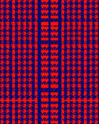 Red and Blue Abstract Pixel Pattern Rug