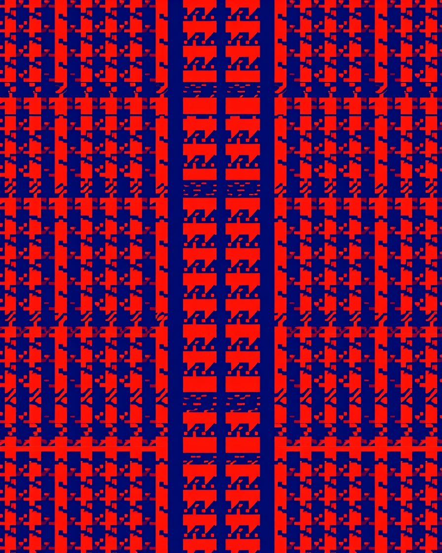 Red and Blue Abstract Pixel Pattern Rug
