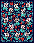 Cute Cat Floral Pattern Rug