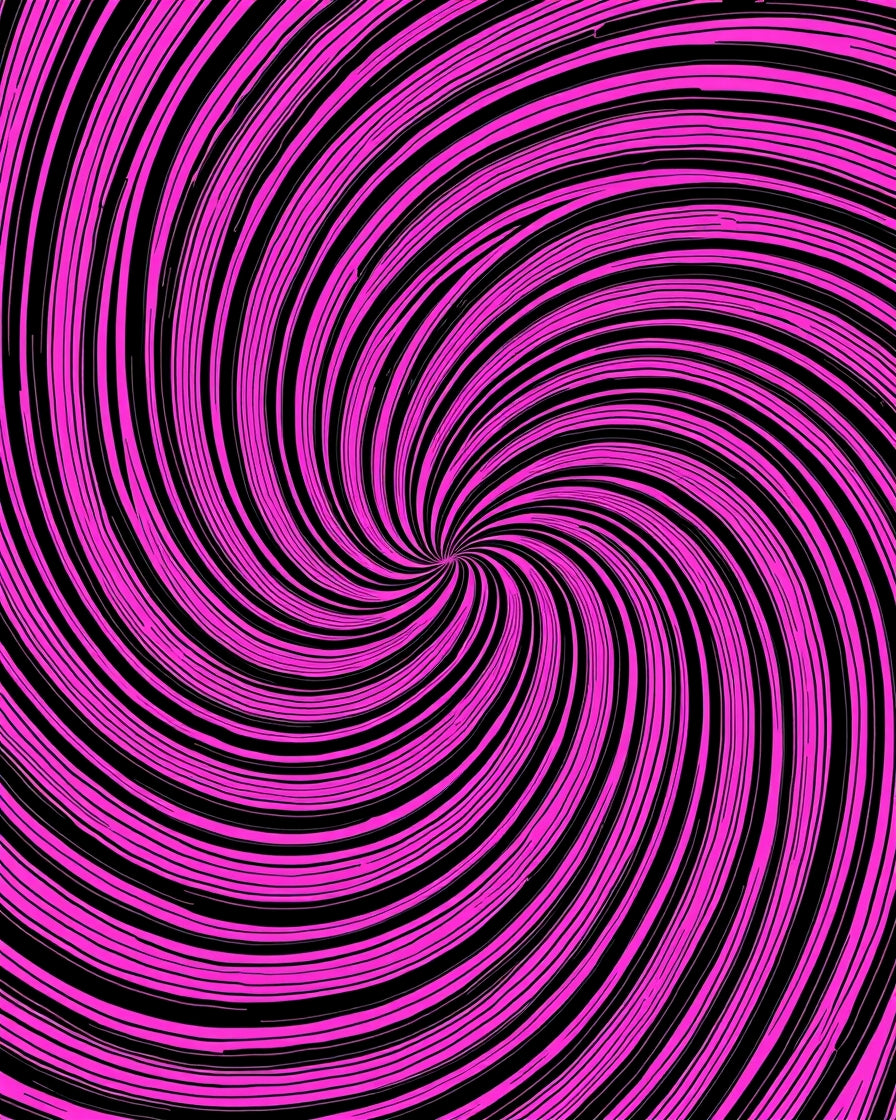 Vibrant Pink Black Swirl Pattern Rug