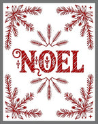 Rustic Red Noel Pine Branch Frame Rug