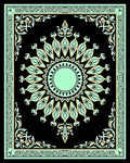 Mint Emerald Black Symmetrical Sun Rug