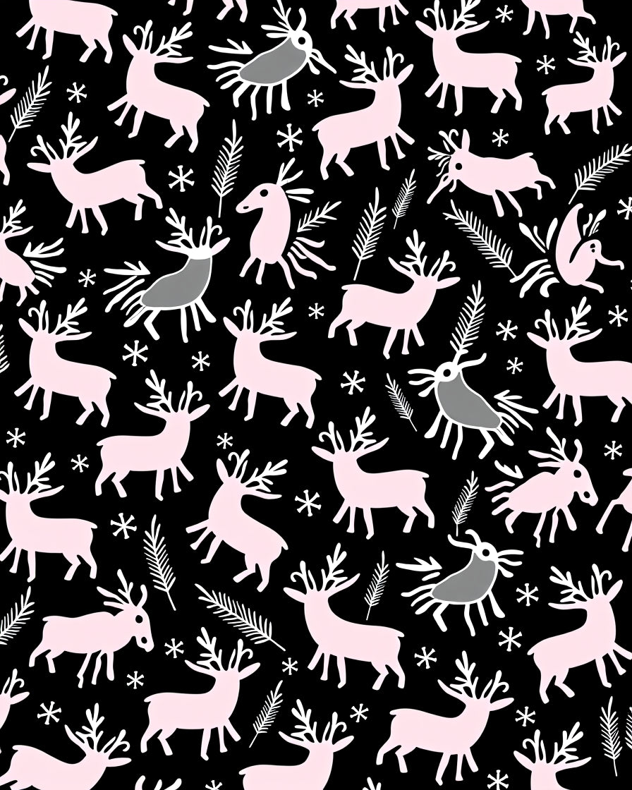 Pastel Deer Black Forest Snowflakes Rug