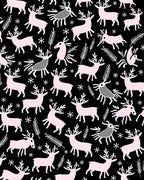 Pastel Deer Black Forest Snowflakes Rug