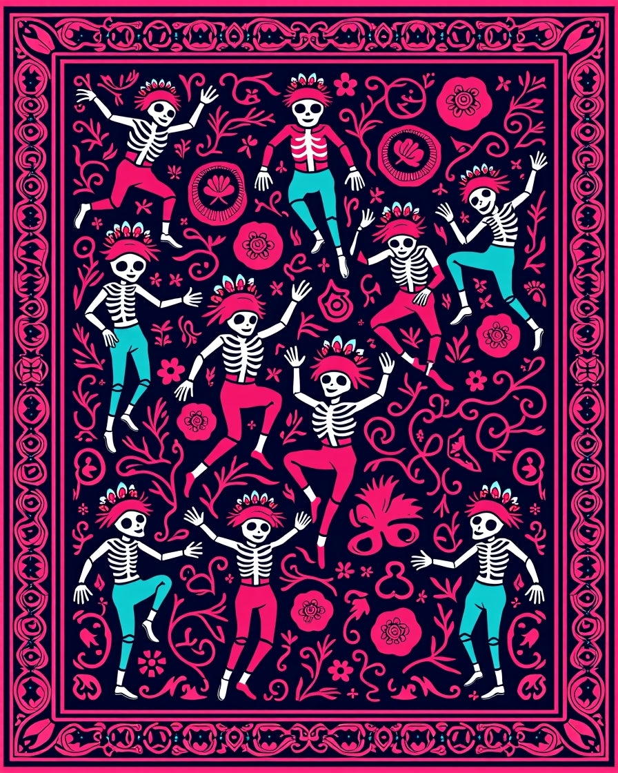 Skeleton Dance Festival Pattern Rug