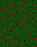 Green Swirl Pattern with Red Dots Rug