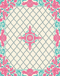 Elegant Pink Teal Floral Lattice Rug