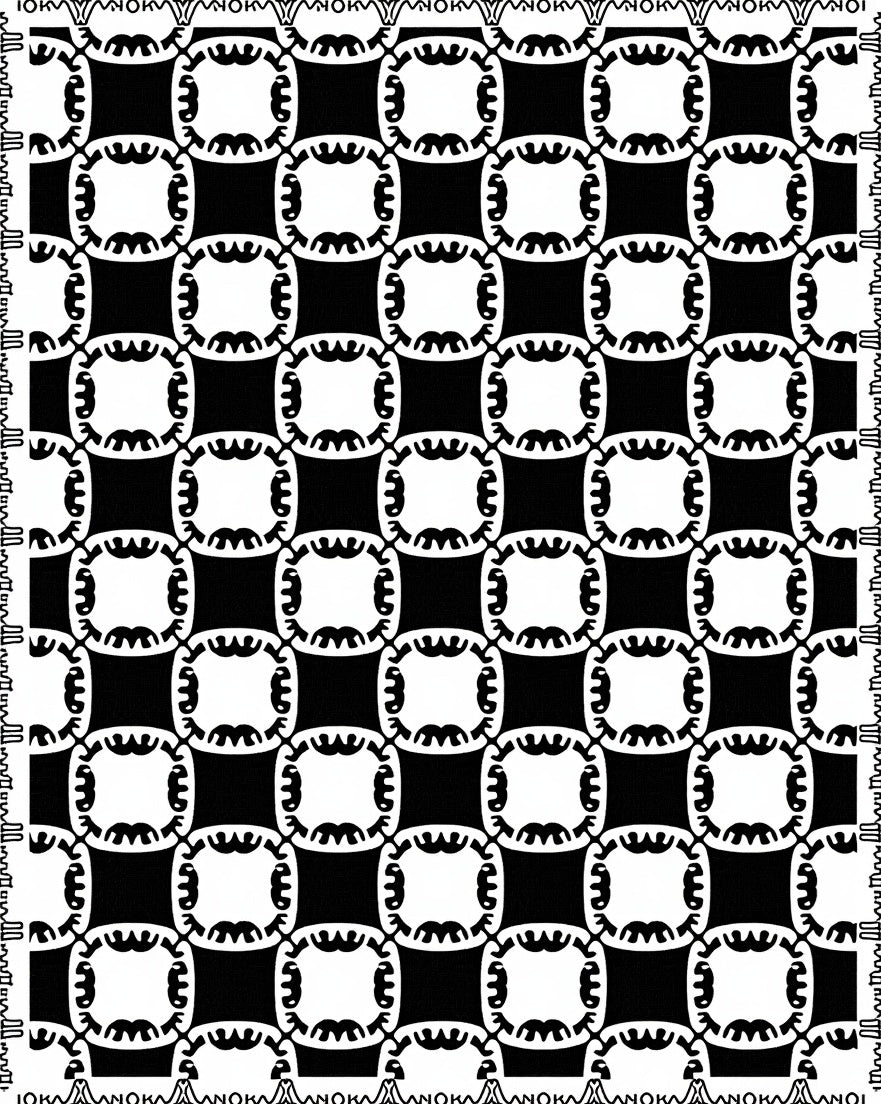 Bold Black White Interlocking Grid Rug