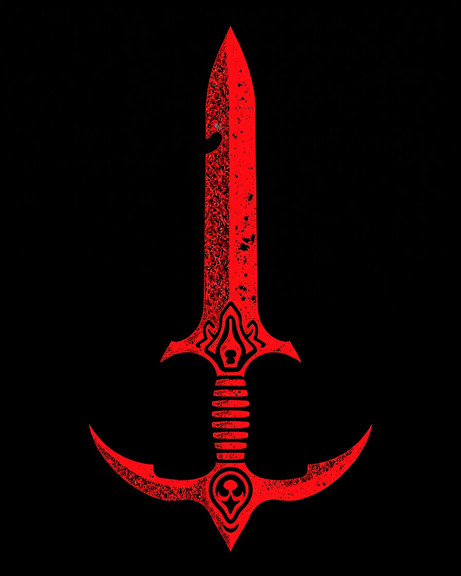 Crimson Textured Sword Armor Design Rug