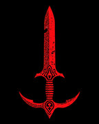 Crimson Textured Sword Armor Design Rug
