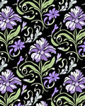 Elegant Purple Floral Swirls Rug
