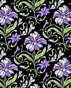 Elegant Purple Floral Swirls Rug
