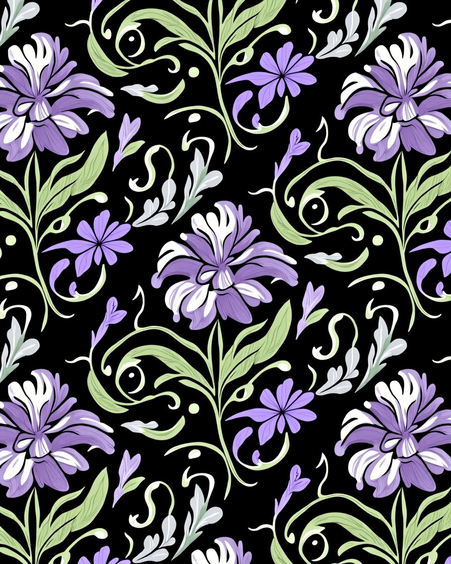 Elegant Purple Floral Swirls Rug