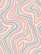 Abstract Wavy Pink Blue Lines Rug
