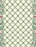 Classic Green Trellis Floral Border Rug