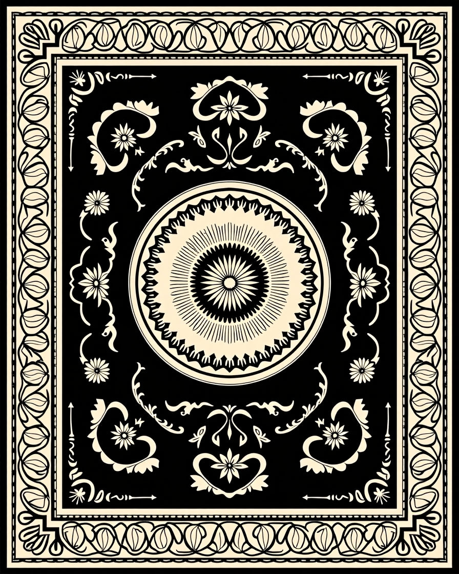 Vintage Floral Mandala Pattern Rug