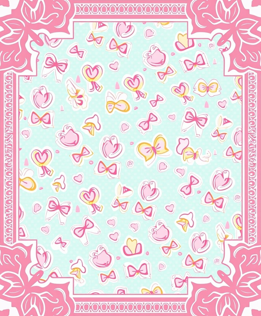 Sweet Pink Bow Heart Pattern Rug