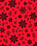 Bold Floral Leaf Pattern Red Rug