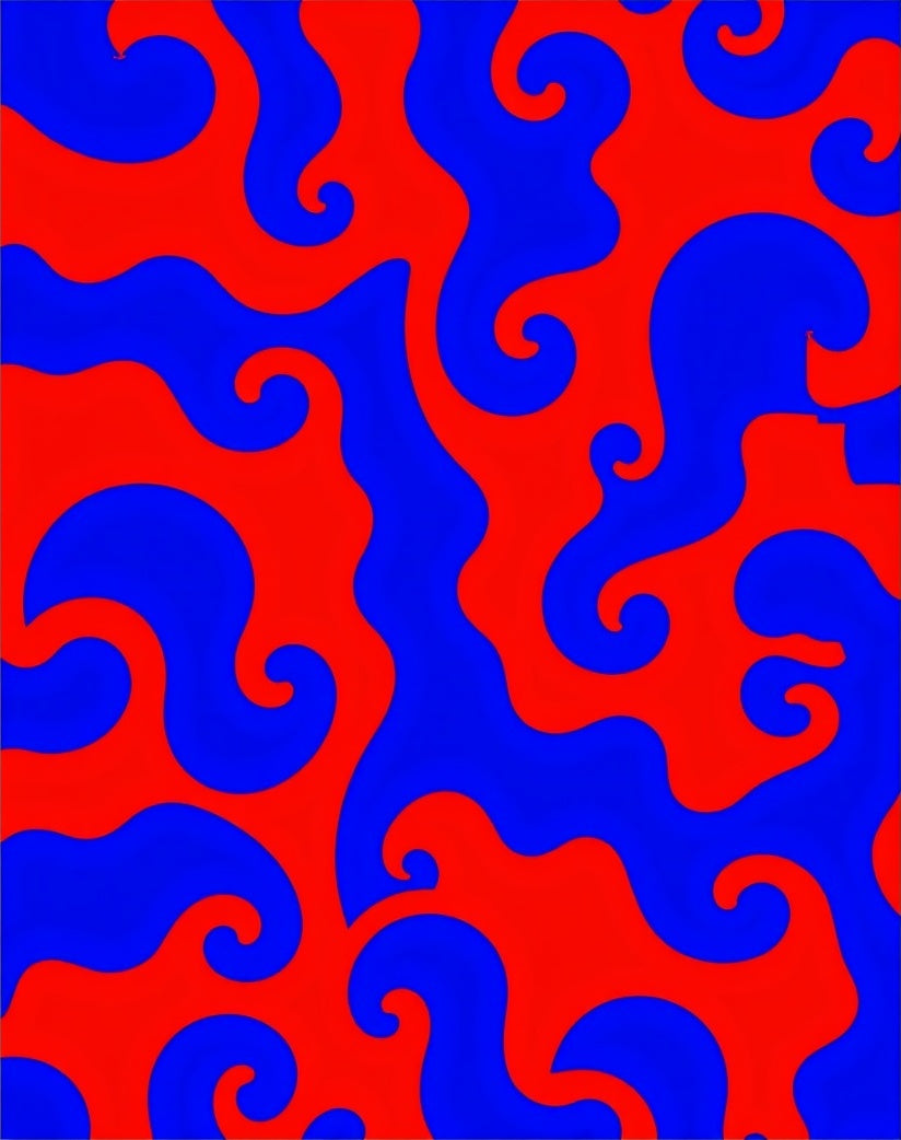 Abstract Red Blue Swirl Pattern Rug