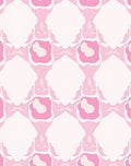 Pink White Abstract Geometric Pattern Rug