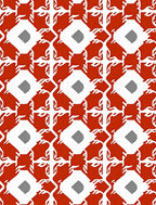 Bold Red White Geometric Diamond Pattern Rug