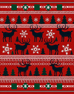 Christmas Reindeer Snowflakes Trees Pattern Rug