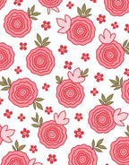 Pink Rosebuds And Petals Pattern Rug