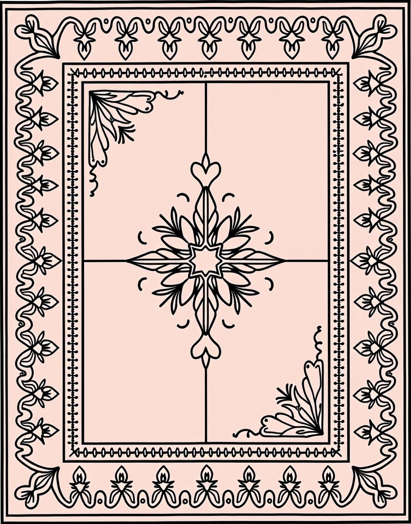 Delicate Floral Heart Pattern Rug