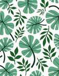 Green Leafy Tropical Pattern Rug