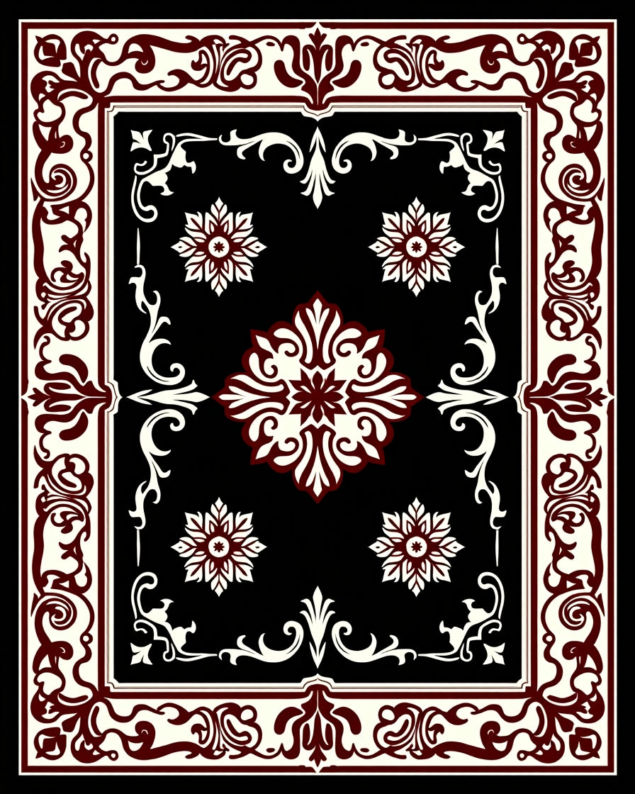 Rich Traditional Floral Scrollwork Design Rug