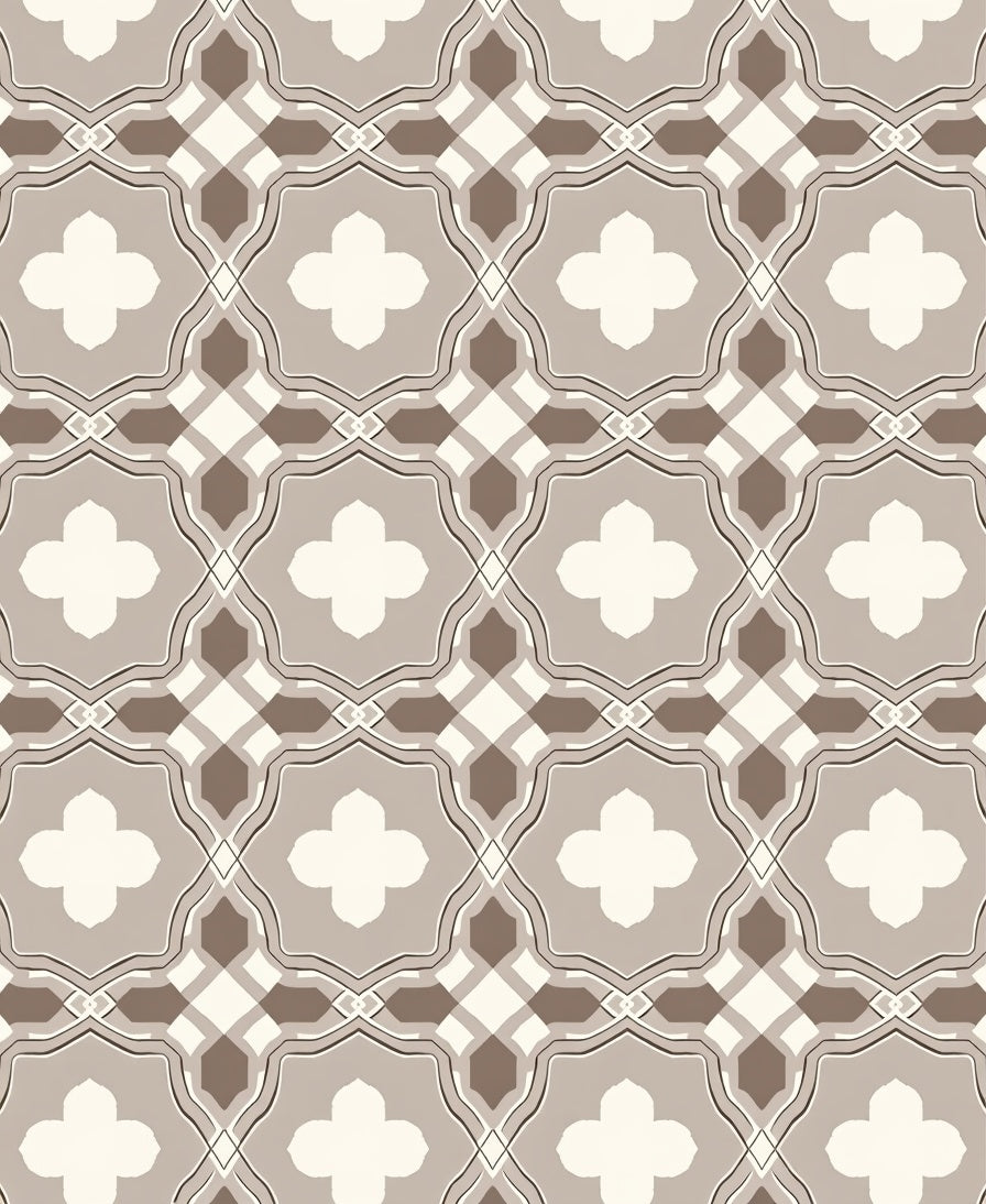 Geometric Quatrefoil And Diamond Pattern Rug