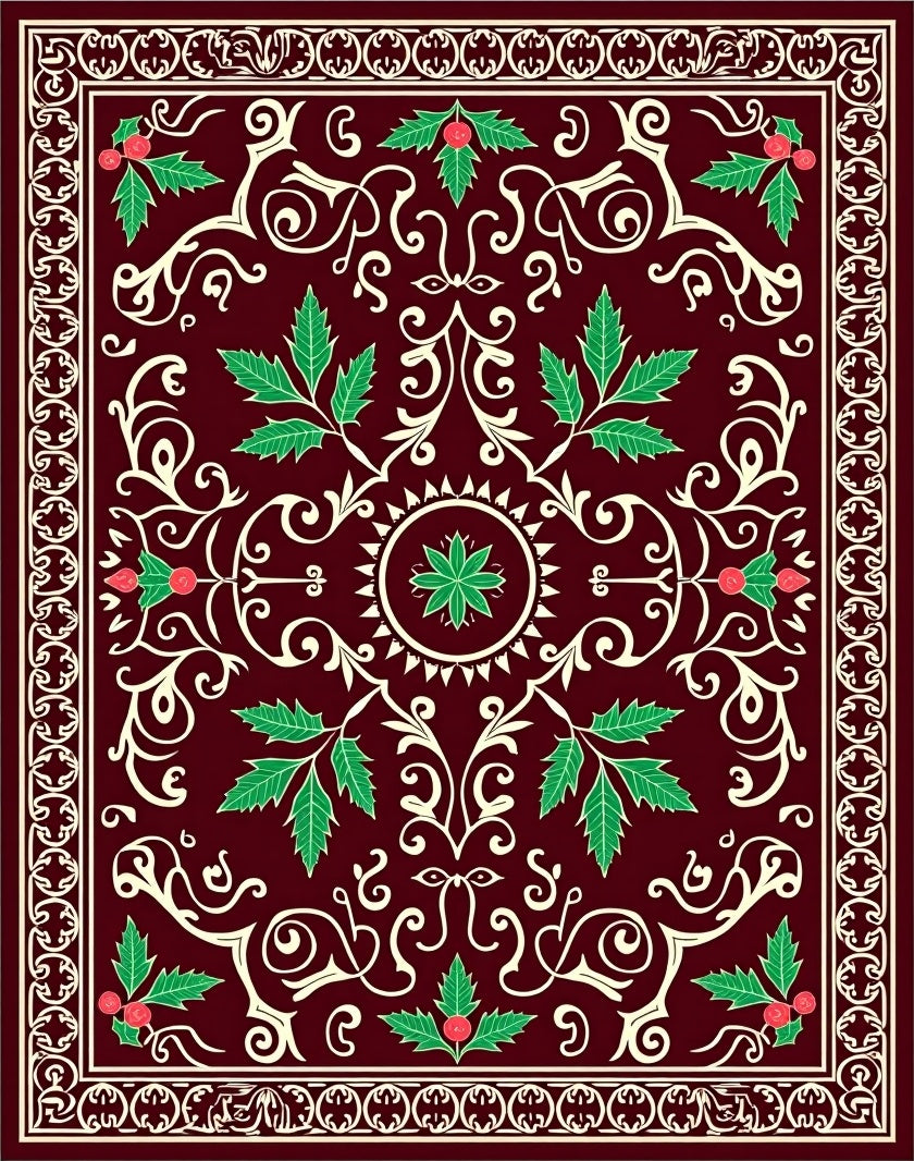 Regal Holly Vine Motif Rug