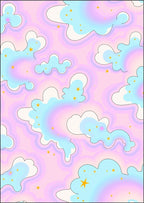 Dreamy Cloud Pattern with Stars Rug