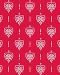 White Floral Shield Pattern Red Rug
