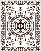 Intricate Scrollwork Floral Border Design Rug
