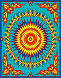 Vibrant Sunburst Floral Mandala Rug