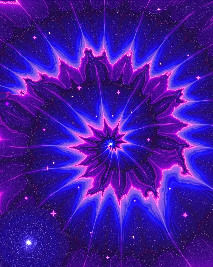 Abstract Starburst Violet Blue Pattern Rug