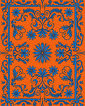 Vibrant Floral Scrollwork Accent Rug