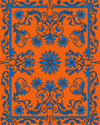 Vibrant Floral Scrollwork Accent Rug