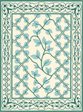 Cream Teal Vine Intertwined Lattice Rug