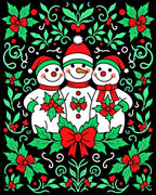 Three Snowmen Holly Berry Festivity Accent Rug